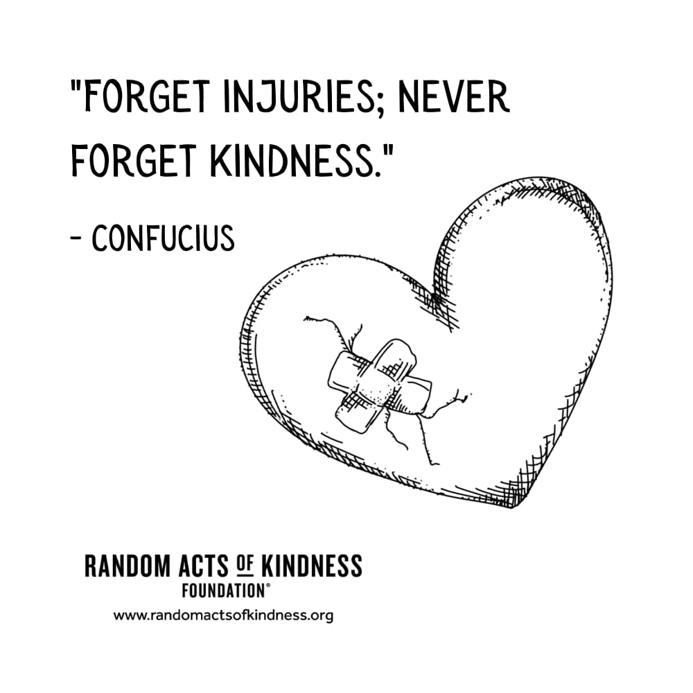 Quotation: Forget injuries; never forget kindness. Confucius